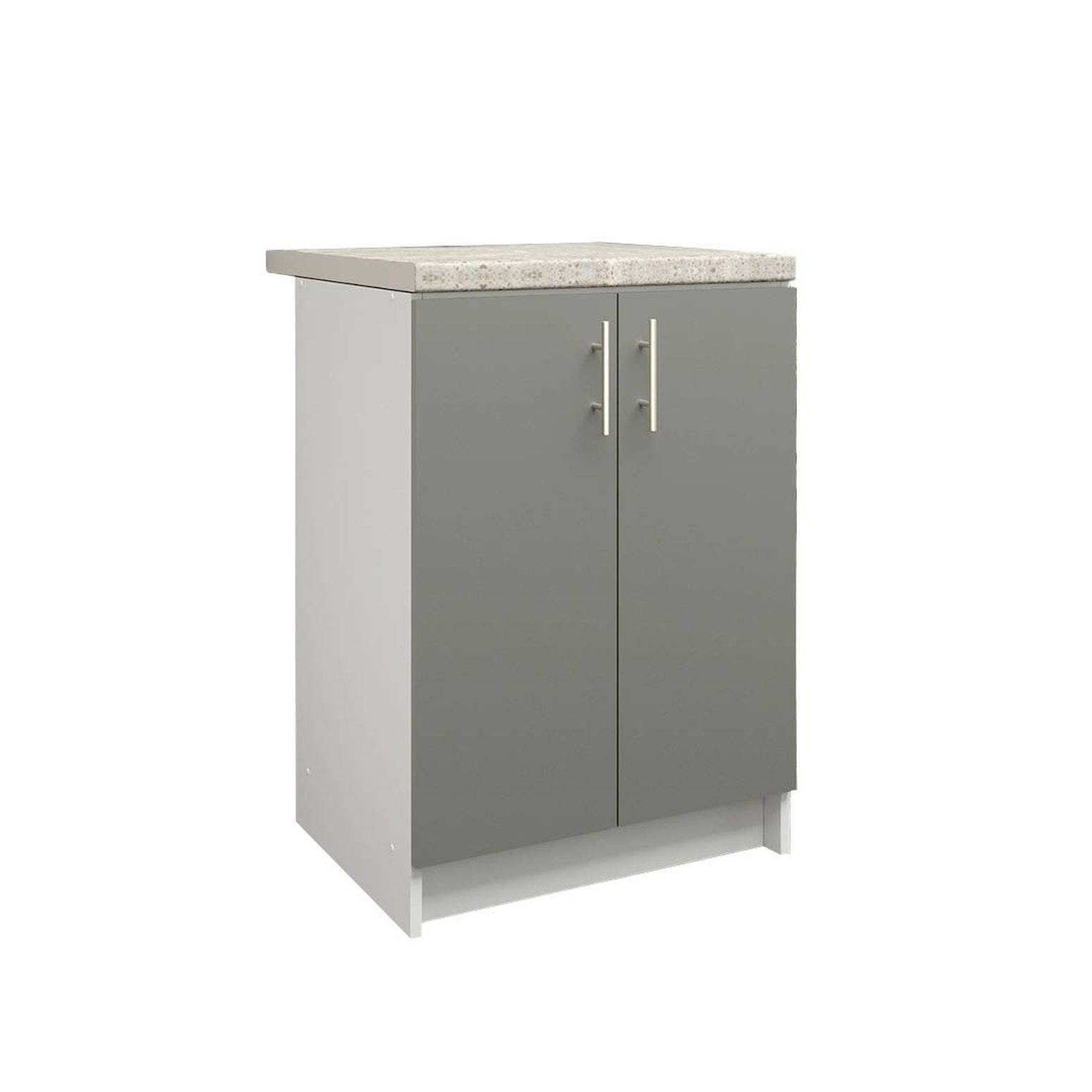 JD Greta 600mm Base Cabinet with 2 Doors & Worktop - Grey Matt - Image 1