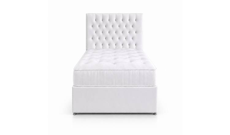 Comfy Deluxe 3ft Single       Velvet  Divan Bed Set -  White