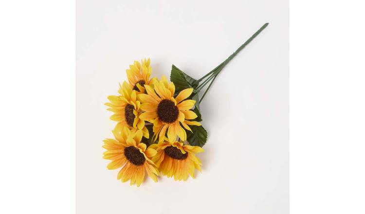 Homescapes Silk-Like Sunflower Artificial Bouquet - Yellow