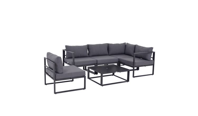 Outsunny 5 Seater Aluminium Garden Furniture Set with Cushions - Grey