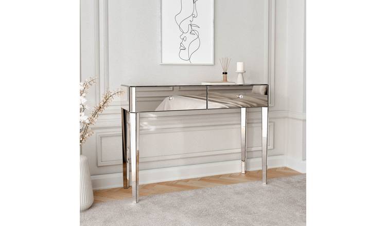 CARME Home Ivy Mirrored Dressing Table/Console Table - Silver