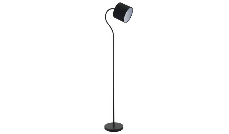 Happy Homewares Matte Black with Adjustable Cotton Fabric Floor Lamp - 34cm