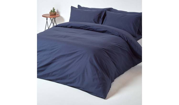 Homescapes Egyptian Cotton Navy Blue Bedding Set - Single