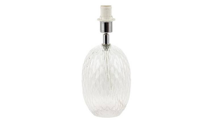 Happy Homewares Clear Glass Base with Textured Diamond Cut Table Lamp - 11cm