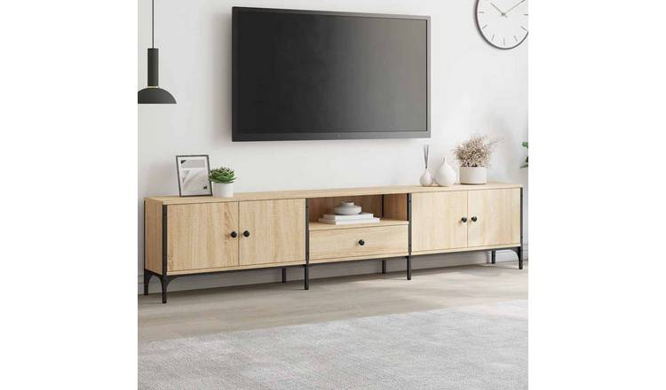Walplus Engineered Wood TV Cabinet with Drawers - Light Oak - 200 x 25 x 44 cm
