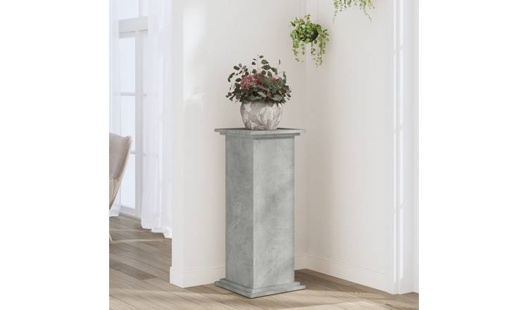 Walplus Engineered Wood Plant Stand - Concrete Grey - 33 x 33 x 80 cm