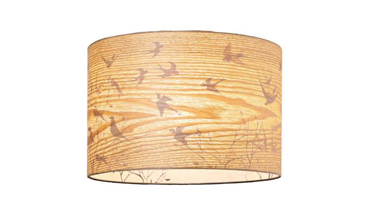 Happy Homewares Light Brown Bamboo Wood Effect with Inner Lampshade - 30cm