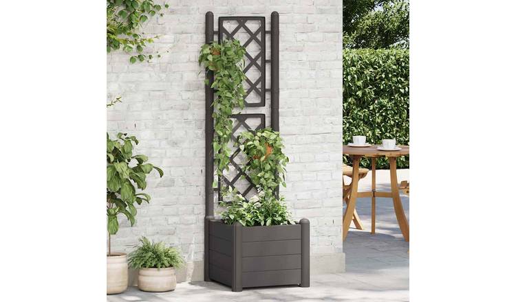 Walplus Polypropylene Garden Planter - Anthracite - 43 x 43 x 142 cm