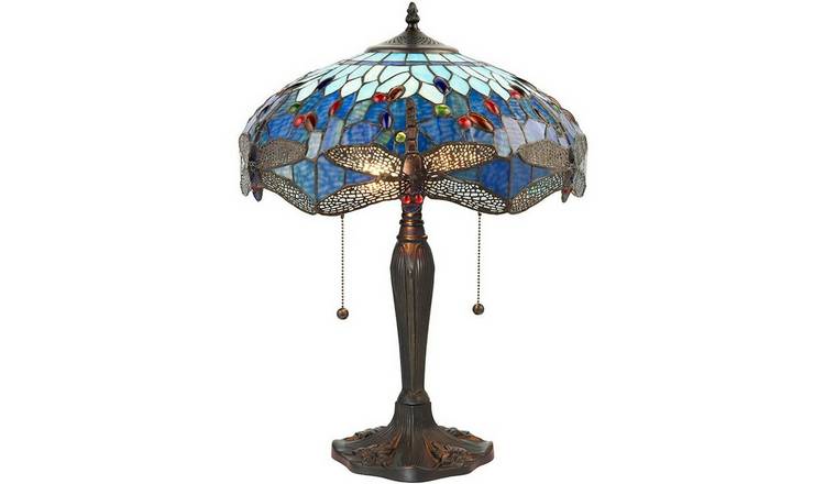 Loops Direct 41cm Diameter Zinc Alloy Table Lamp - Dark Bronze and Blue