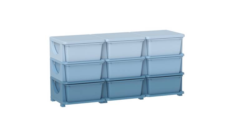 HOMCOM 9 Drawers Plastic Kids Storage Units Drawers Kids Storage - Blue