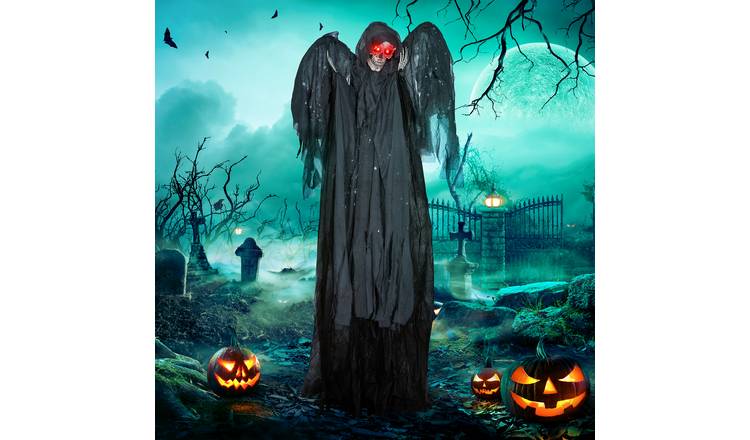 HOMCOM 6.4ft Animated Halloween Winged Grim Reaper Decoration