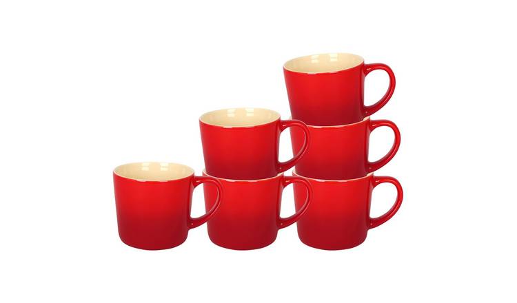 Argon Tableware 330ml New Bone China Mugs Pack of 6 - Red Ombre