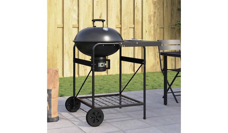 Walplus Outdoor Grill with Wheel Metal - Black - 91 x 71 x 107 cm