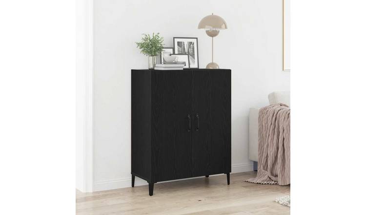 Walplus Engineered Wood 2 Doors Sideboard - Black Oak - 69.5 x 34 x 90 cm