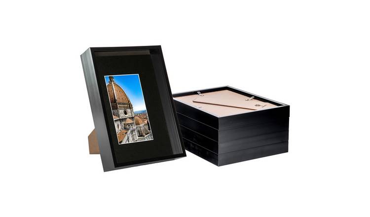 Nicola Spring 3D Deep Box Frames - 8 x 12" with A5 Mount - Set of 5 - Black