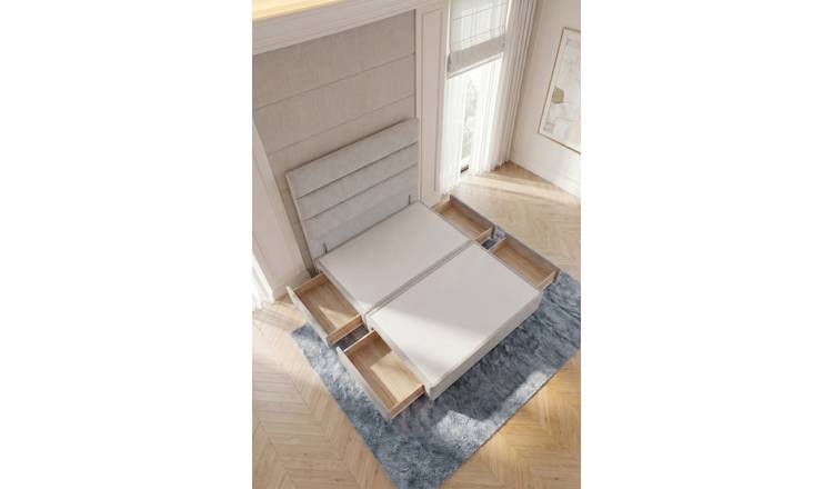 Somnior Regent Linen Double 4 Drawer Divan Bed 54" Headboard - Light Grey