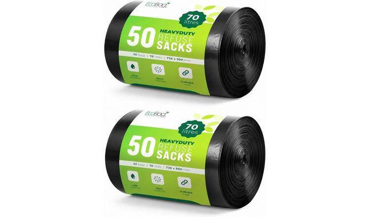 EcoBag 70L 33 Micron Heavy Duty Bin Bags - Pack of 100