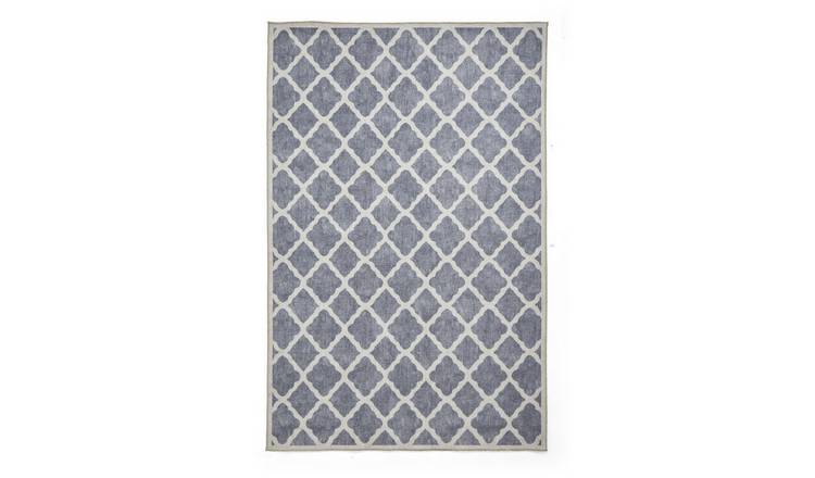 Mega Flooring Blue Modern Geometric Rug - 76 x 150cm