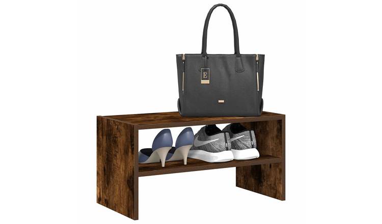 Walplus Engineered Wood Shoe Rack - Smoked Oak - 60 x 30 x 30.5 cm