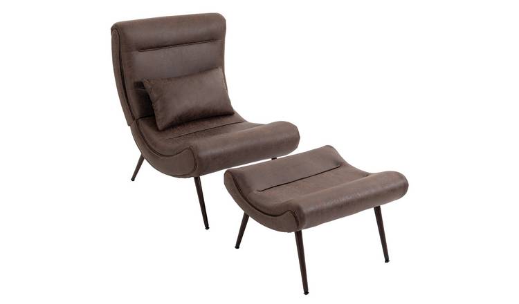 HOMCOM Modern Upholstered Lounge Chair - Dark Brown