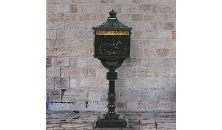 Walplus Pedestal Letterbox Vintage Style Rustproof - Green - 43 x 30 x 117 cm