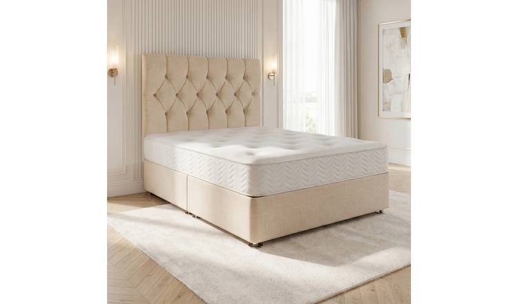 Somnior Chester Linen Small Single Open Coil Divan Bed Set - Beige