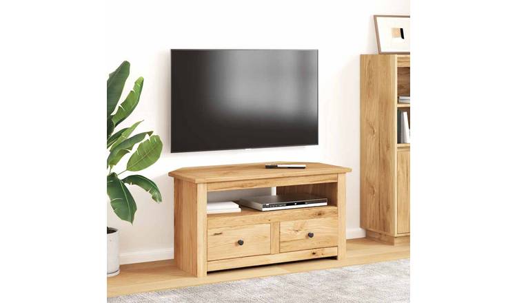 Walplus Solid Pine Corner TV Cabinet - Natural Wood - 93 x 49 x 49 cm