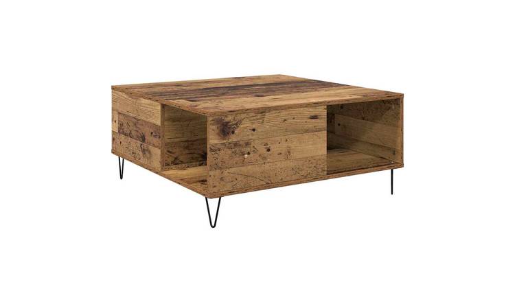 Walplus Storage Coffee Table - Dark Wood - 80 x 80 x 36.5 cm