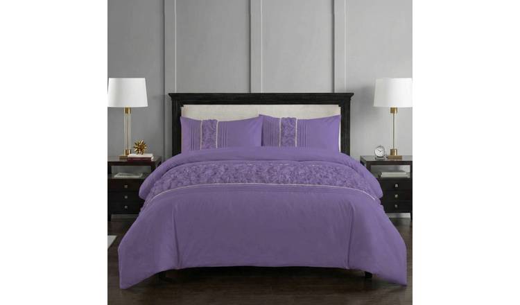 Snug City Ruffle Border Duvet Cover And Pillowcase Set - King - Lilac