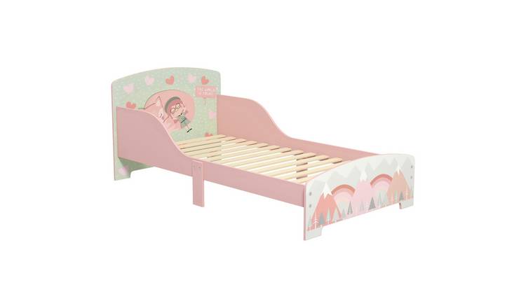 ZONEKIZ Single Wooden Toddler Bed Frame - Pink
