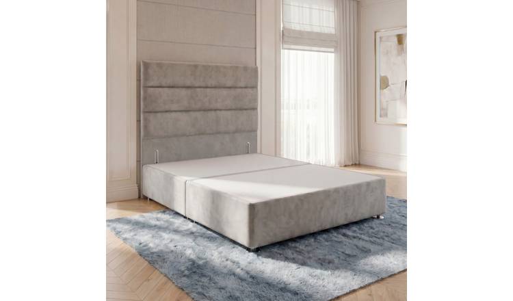 Somnior Regent Velvet Small Double Divan Bed 54" Headboard - Silver