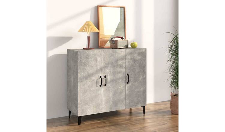 Walplus Engineered Wood Sideboard - Concrete Grey - 90 x 34 x 80 cm