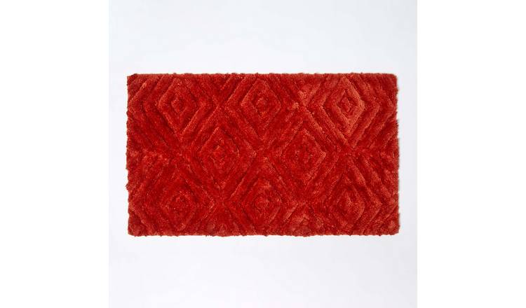 Homescapes Ikat Pattern Bath Mat - Orange