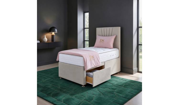 DS Living Elysian Single 2 Drawer Upholstered Divan Bed Frame - Cream