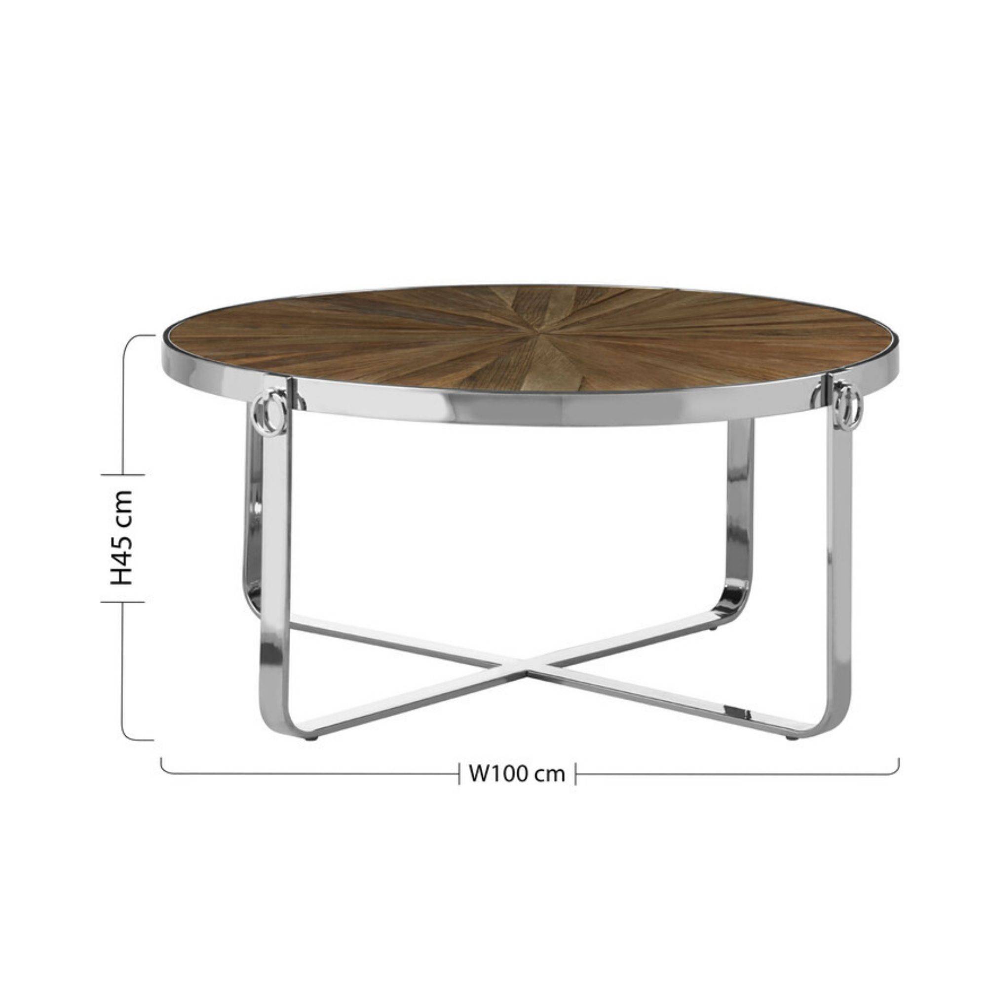 Orsina Solid Elm Wood Round Coffee Table - Two Tone - Image 4
