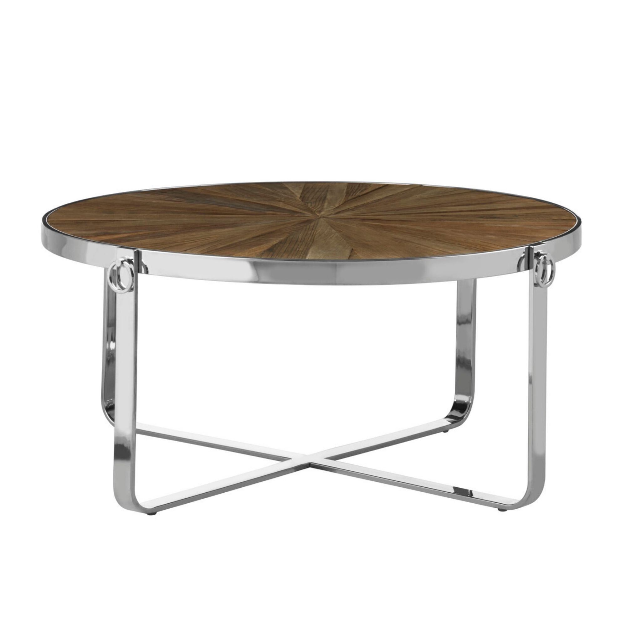 Orsina Solid Elm Wood Round Coffee Table - Two Tone - Image 1