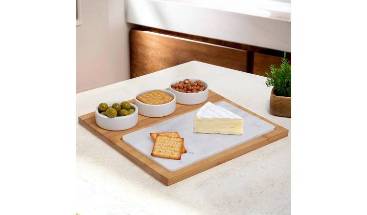 Orsina Monzaro 5 Piece Marble And Ceramic Serving Board - Two Tone