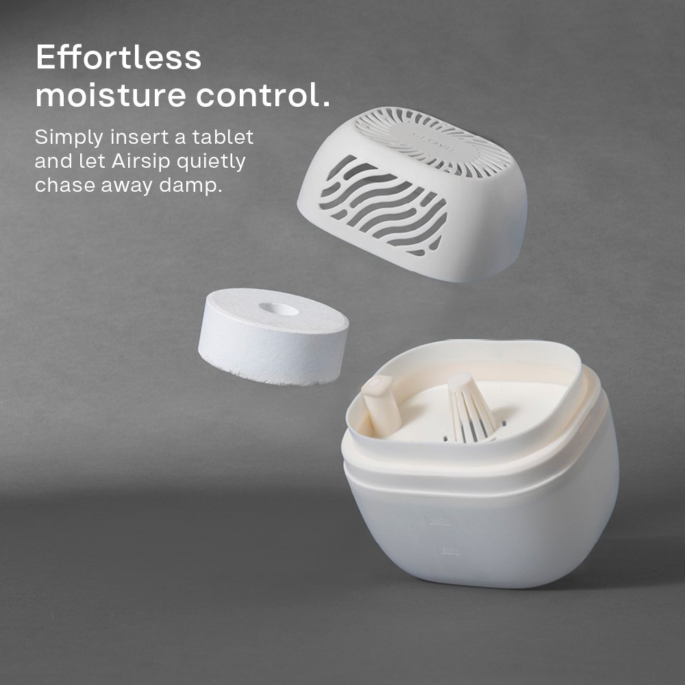Clayr Reusable Dehumidifier with 2 Refill Tabs - 1000ml - White - Image 2