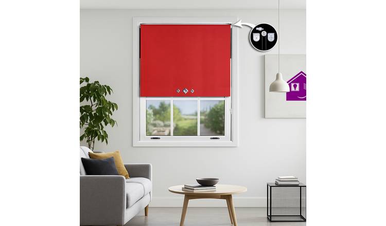 Furnished Red Blackout Roller Blind Diamond Eyelets - 60 x 165cm