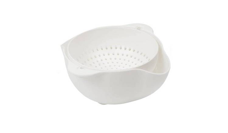 Calitek Colander Strainer Set with Detachable Plastic 1.3L Rotatable Bowl -White