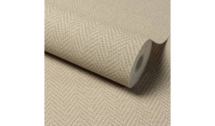 Grandeco Antiga Herringbone Chevron Weave Textured Wallpaper - Taupe