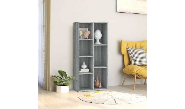 Walplus Engineered Wood Book Cabinet - Grey and Oak - 50 x 25 x 106 cm