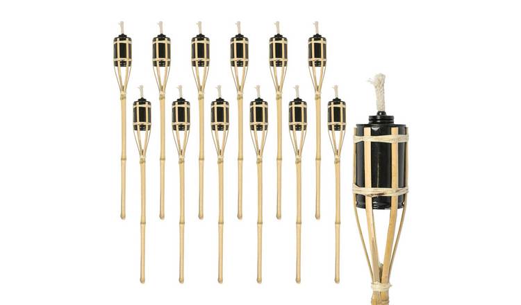 Harbour Housewares Bamboo Garden Fire Torches - 60cm - Natural - Pack of 12