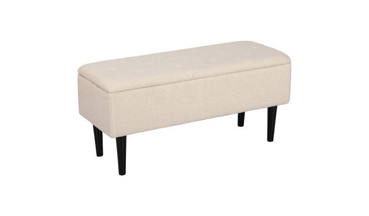 HOMCOM 57L End of Bed Bench with Wooden Legs - Cream White