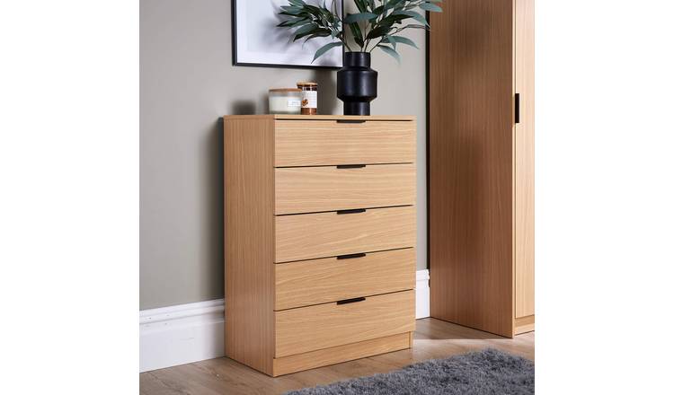 Home Source Phoenix 5 Drawer Chest - Oak