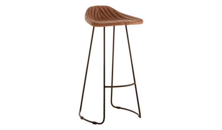 Orsina Buffalo Leather Saddle Bar Stool – Light Brown & Black