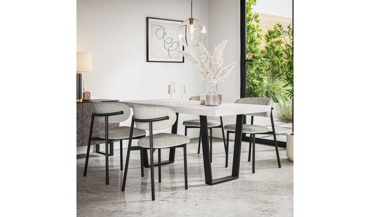 Furniture Online Aria Marble Effect Dining Table & 6 Myla Grey Chairs