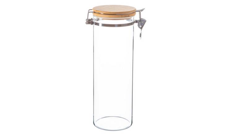 Argon Tableware Glass Storage Jar with Wooden Clip Lid - 1750ml