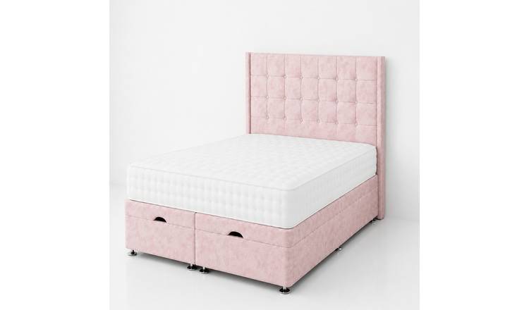 Comfy Deluxe Kai 4ft Small Double  Ottoman End Lift  Bed Set - Crush Pink