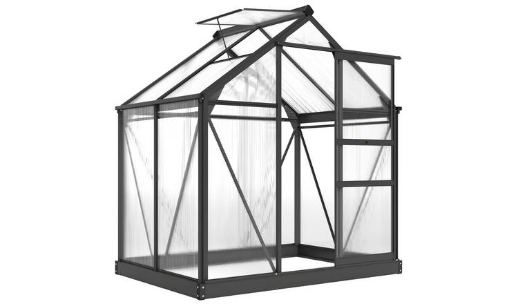 Outsunny Walk in Polycarbonate Greenhouse with Slide Door – Grey